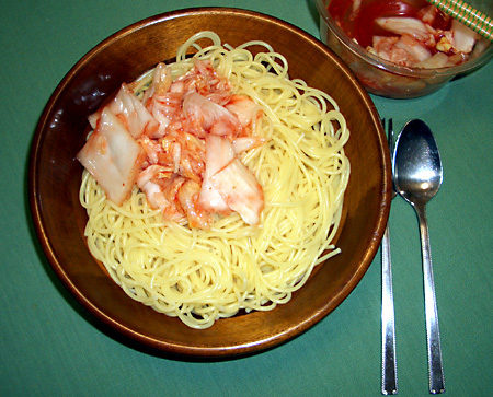 超ぉ〜簡単：キムチ・スパゲッティ