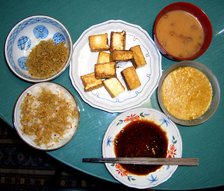 お袋の味：厚揚げとシラス